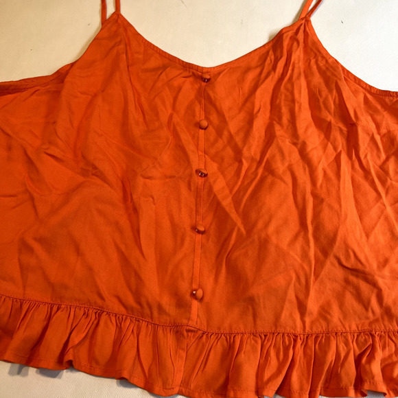 Abound Womens Orange Cami Top Ruffle Hem Button‎ Front Sleeveless 1X - Picture 4 of 12
